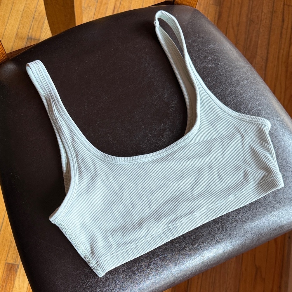 TnaLIFE™ Ribbed Bra Top in Greenish Gray